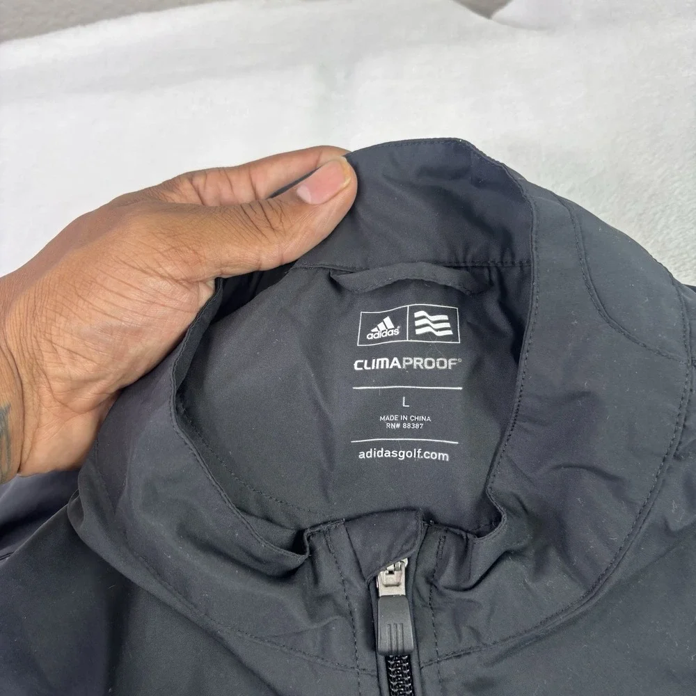 Adidas Golf ClimaProof Black Full Zip Long Sleeve Jacket Men's Large